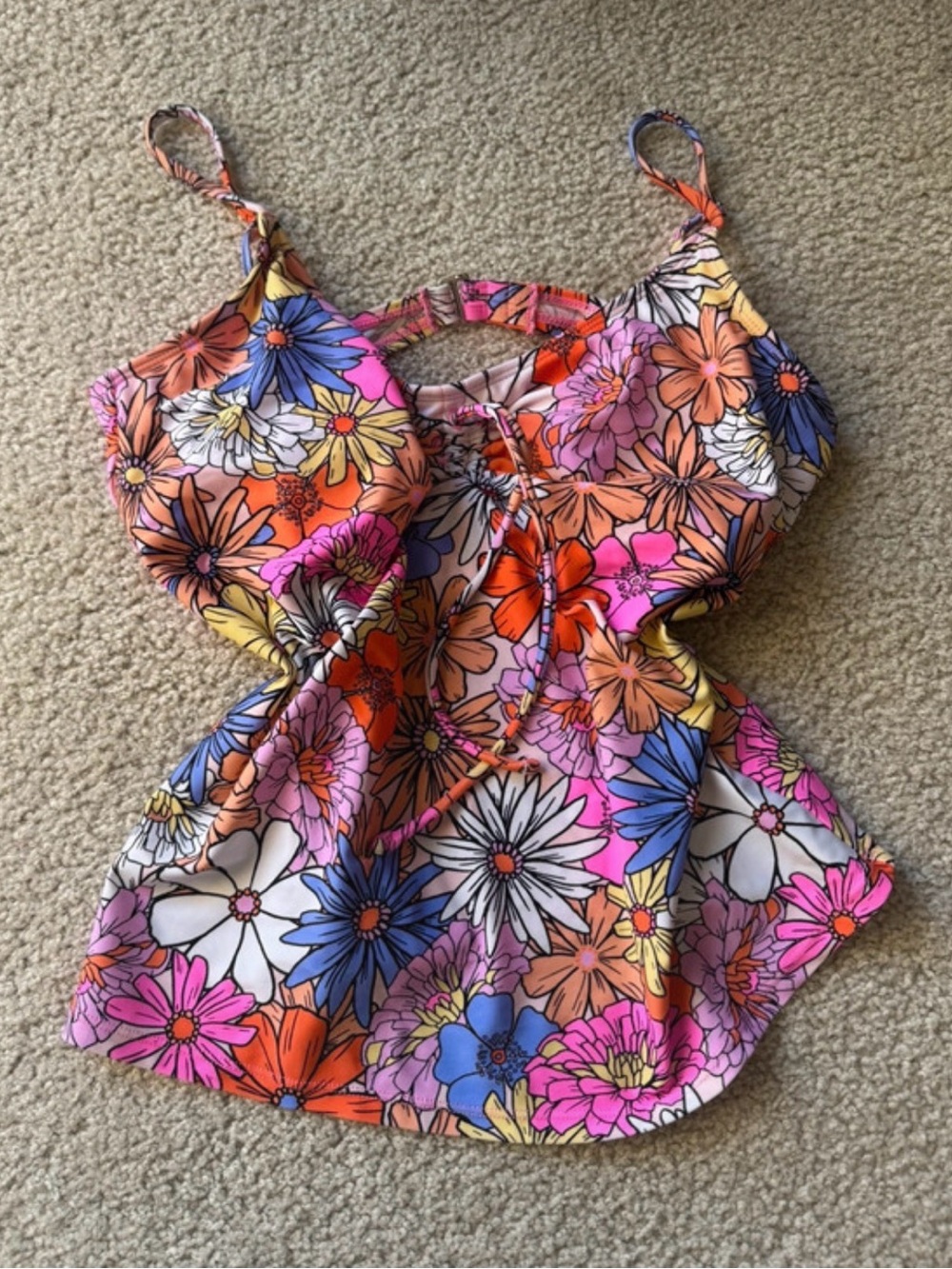 Salt + Cove Floral Smocked Cami in Orange, Pink, Blue & White y2k